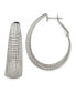 ფოტო #1 პროდუქტის Stainless Steel Polished and Textured Oval Hoop Earrings