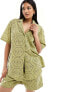 IIsla & Bird oversized broderie beach shirt co-ord in pine garden green