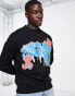 Bershka dark bear print sweatshirt in black