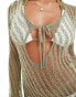 Фото #3 товара ASOS DESIGN long sleeve tie front knit maxi beach dress in sage green