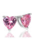 ფოტო #1 პროდუქტის Suzy Levian Sterling Silver Cubic Zirconia Pink Heart-Cut Love Stud Earrings