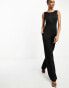 Closet London Tall cowl neck satin jumpsuit in black