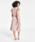 Фото #2 товара Women's V-Neck Flutter-Sleeve Smocked-Waist Dress