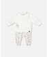 Фото #1 товара Baby Girls Baby Organic Cotton Top And Printed Pants Set Cream With Flowers