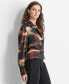 Women's Abstract-Print Shimmering Long-Sleeve Blouse