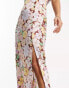 ASOS DESIGN button side detail satin midi tea dress in bold floral print