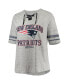 Фото #3 товара Women's Mac Jones Heathered Gray New England Patriots Plus Size Lace-Up V-Neck T-shirt