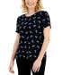 Фото #1 товара Petite Printed Tulip-Sleeve Knit Top