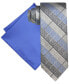 Men's Ornate Grid Tie & Solid Pocket Square Set