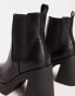 Simply Be Wide Fit platform heeled chelsea boots in black