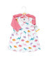 ფოტო #2 პროდუქტის Baby Girls Cotton Dress and Cardigan Set, Cute-A-Saurus