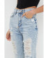 Фото #4 товара Women's Straight Fit Ripped Denim Jeans