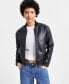 Фото #1 товара Juniors' Distressed Faux-Leather Bomber Jacket, Created for Macy's