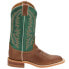Justin Boots Kenedy Embroidered Calf Square Toe Cowboy Womens Brown, Green Casu