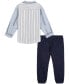 Baby Boys Oxford Stripe Long Sleeves Button-Up Shirt and Twill Jogger Pants, 2 Piece Set