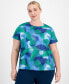 ფოტო #1 პროდუქტის Plus Size Birdseye-Mesh Short-Sleeve Top, Created for Macy's