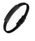 Black leather bracelet with steel clasp STO3682