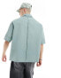 COLLUSION techy short sleeve revere shirt with raw seam detail in blue