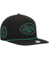 ფოტო #1 პროდუქტის Men's Black New York Jets Captain 9FIFTY Snapback Hat