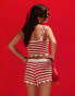 Фото #2 товара ASOS DESIGN crochet shorts in red stripe co-ord