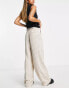 Фото #2 товара Bershka wide leg pinstripe tailored trousers in sand