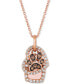 Фото #1 товара Le Vian nude™ & Chocolate® Diamond Paw Print & Heart 20" Pendant Necklace (7/8 ct. t.w.) in 14k Rose Gold