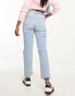 Фото #2 товара Hollister straight leg jeans with patchwork effect in light blue