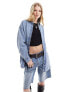 Monki oversize denim shirt in blue mottled wash