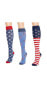 Men's Unisex 3 Pack Nylon Compression Knee-High Socks, Red/White/Blue, One Size