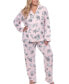 Plus Size Long Sleeve Floral Pajama Set, 2-Piece