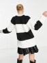 Фото #2 товара Bershka oversized chunky jumper in thick monochrome stripe