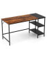 55" Modern Industrial Style Study Writing Desk with 2 Storage Shelves