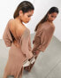 Фото #8 товара ASOS EDITION backless long sleeve knitted midi dress in mocha