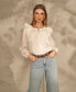 ფოტო #5 პროდუქტის Women's Button-Front Ruffle Blouse