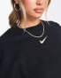 Nike mini swoosh extra oversized crop sweatshirt in black and sail Черный, XL - фото #3