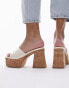 Topshop Isabelle platform cork heel mule in off white 40 - фото #6