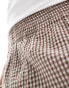 ASOS DESIGN short in brown micro gingham check Коричневый, L - W36 - фото #2