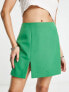 Фото #4 товара Miss Selfridge split hem mini skirt in bright green