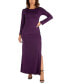 Women's Long Sleeve Side Slit Fitted Maxi Dress