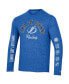 ფოტო #3 პროდუქტის Men's Heather Blue Distressed Tampa Bay Lightning Multi-Logo Tri-Blend Long Sleeve T-shirt