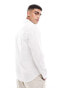 ASOS DESIGN smart linen mix regular fit shirt with penny collar in white Белый, XL - Chest 44 - фото #7