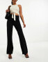 YAS tailored zip front wide leg trousers in black - BLACK