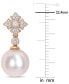 ფოტო #3 პროდუქტის Cultured Freshwater Pearl (9-1/2mm) & Diamond (1/5 ct. t.w.) Drop Earrings in 10k Rose Gold