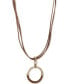 ფოტო #1 პროდუქტის Leather-Wrapped Ring Multi-Cord Pendant Necklace, 16" + 3" extender