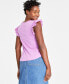 ფოტო #4 პროდუქტის Women's Flutter-Sleeve Crewneck T-Shirt, Created for Macy's