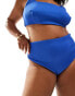 ASOS DESIGN Curve Emily rib high leg high waist bikini bottom in cobalt