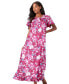 ფოტო #1 პროდუქტის Plus Size Long Floral Print Cotton Gown