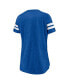 Фото #2 товара Women's Royal Distressed New York Giants Plus Size Logo Notch Neck Raglan Sleeve T-shirt