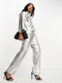 Фото #1 товара Closet London metallic trouser co-ord in silver