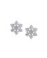 Holiday Party Flower Christmas Winter Clear Blue Cubic Zirconia Accent CZ Snowflake Stud Earrings For Women Teen .925 Sterling Silver